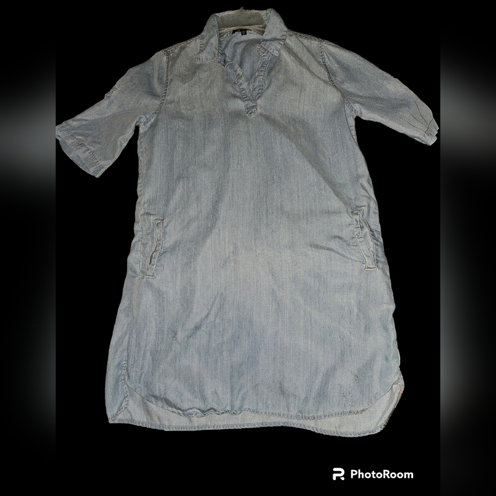 Aqua Denim Shirt Dress